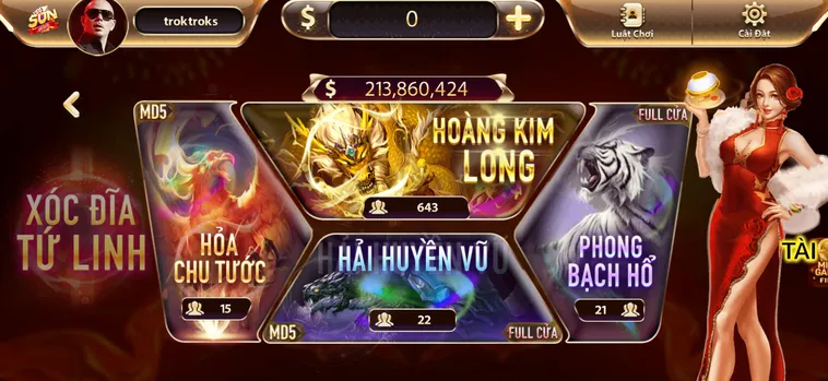 Minigame Xóc Đĩa Tứ Linh Tại SunWin Đỉnh Cao Đấu Trí Với Tứ Đại Linh Vật